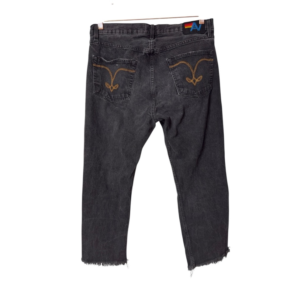 Aviator Nation Black Jeans with Brown Stitching and Multi-Color Patch - Picture 3 of 8